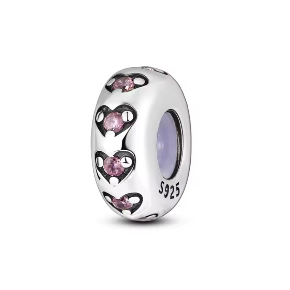 Pandora 925 Sterling Silver Round Charm with Gemstones